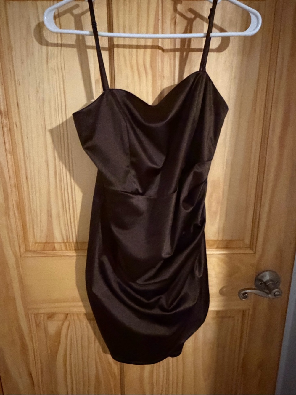 Honey and Rosie Dark Brown Satin Mini Slip Dress